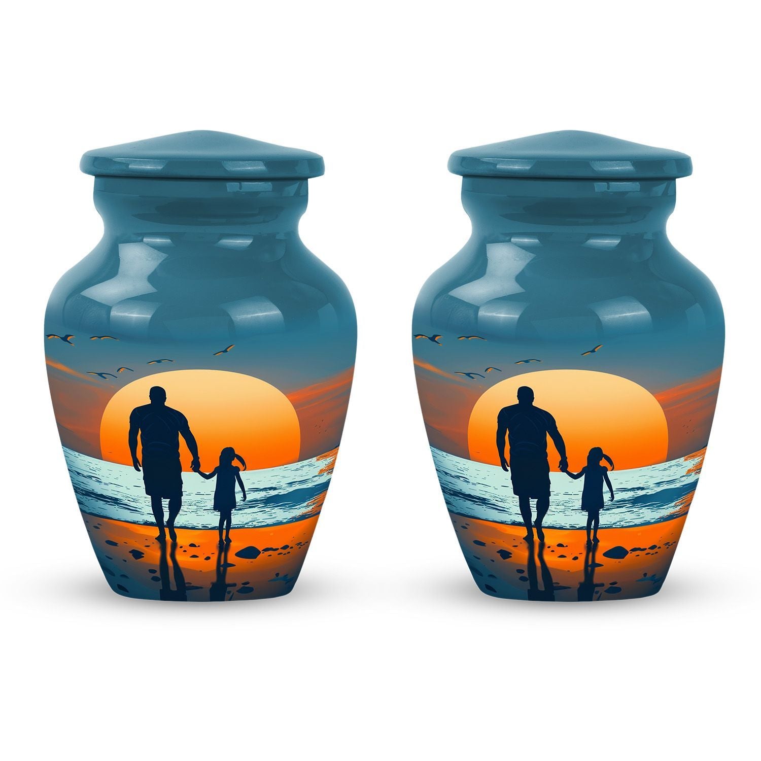 Father and son fishing themed urn for men
