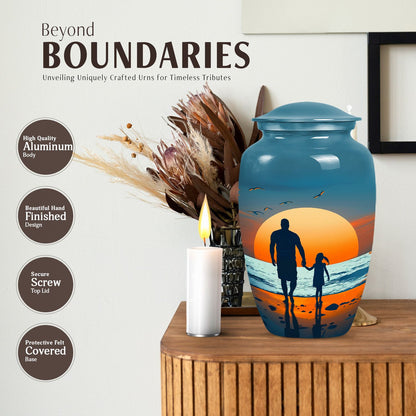 Father and son fishing themed urn for men