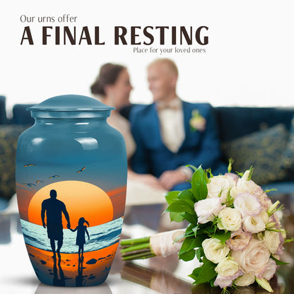 Father and son fishing themed urn for men