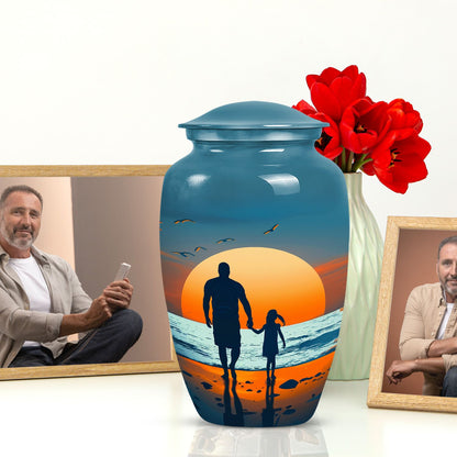 Father and son fishing themed urn for men