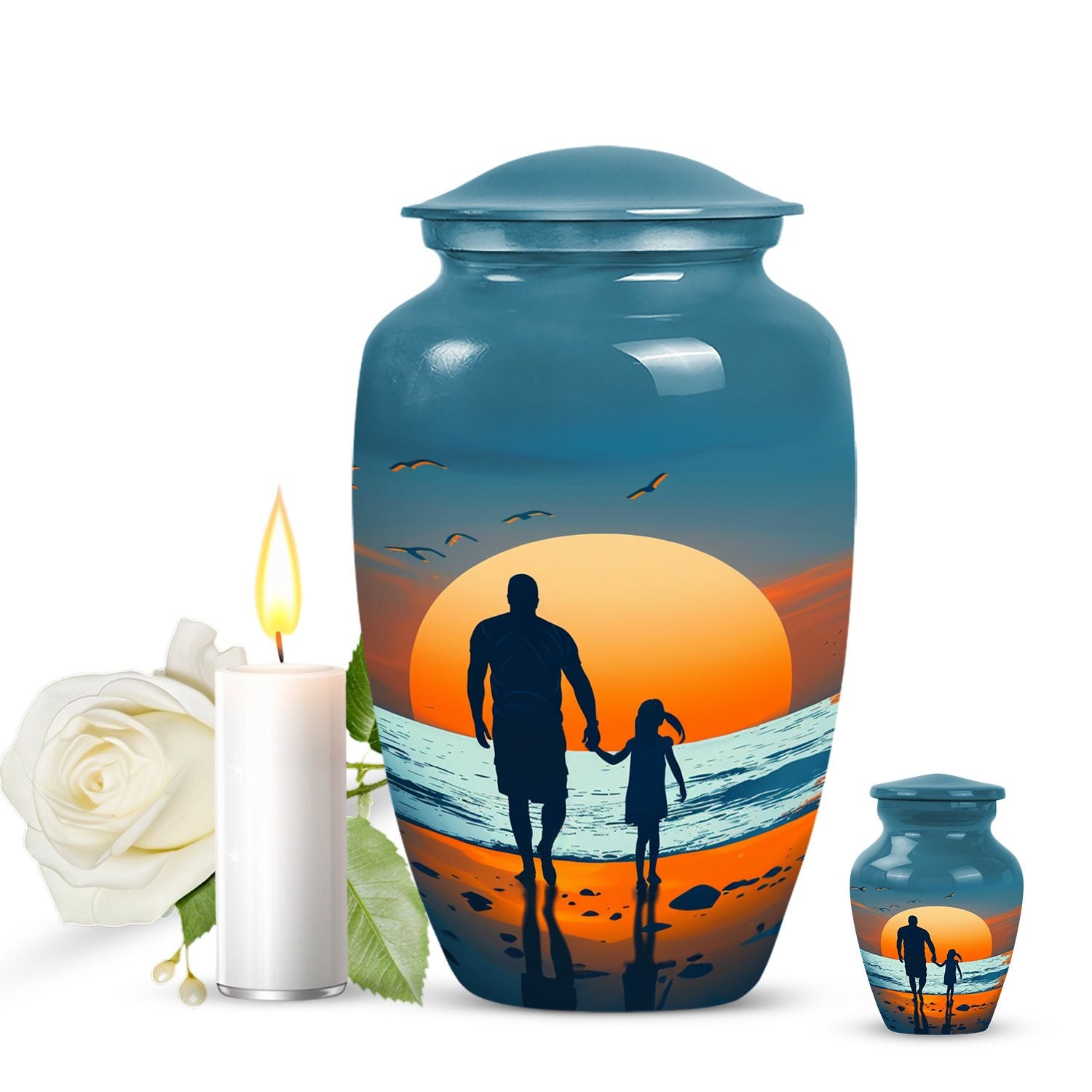 Memorial Father Daughter Urn For Burial Ashes - Cremation Urns Large