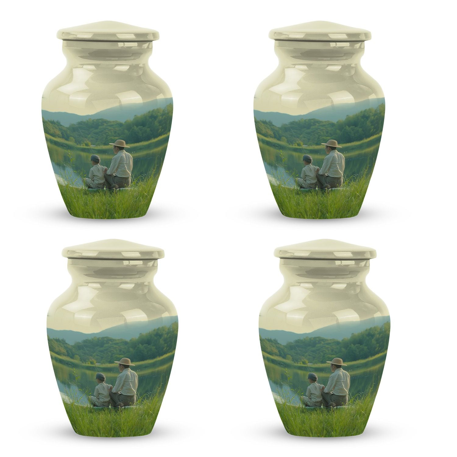 Father Son Fishing Memorial Urns - Beautiful Burial Urns For Ashes