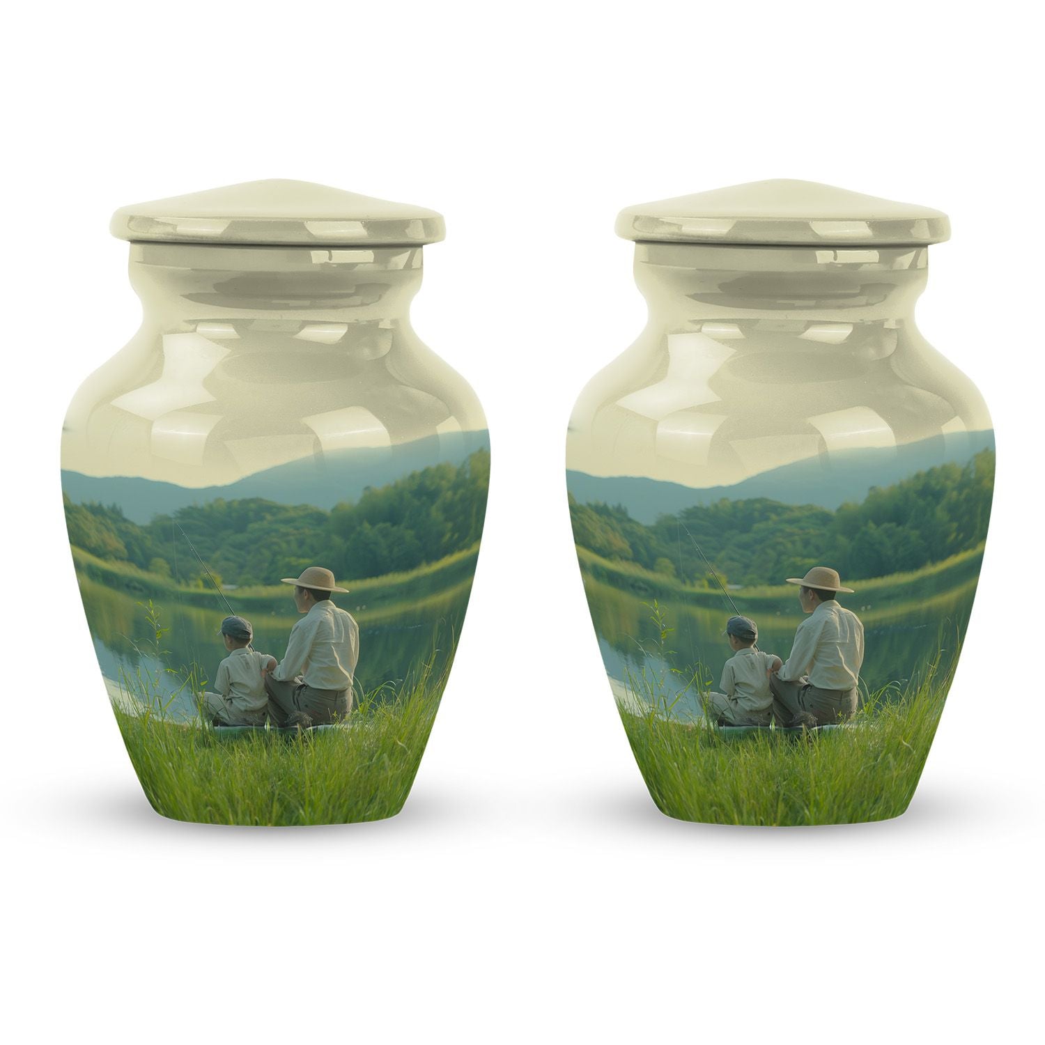Father Son Fishing Memorial Urns - Beautiful Burial Urns For Ashes