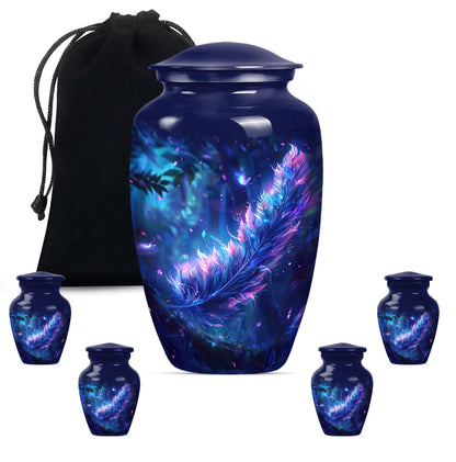 purple meadow themed large feather Urn.