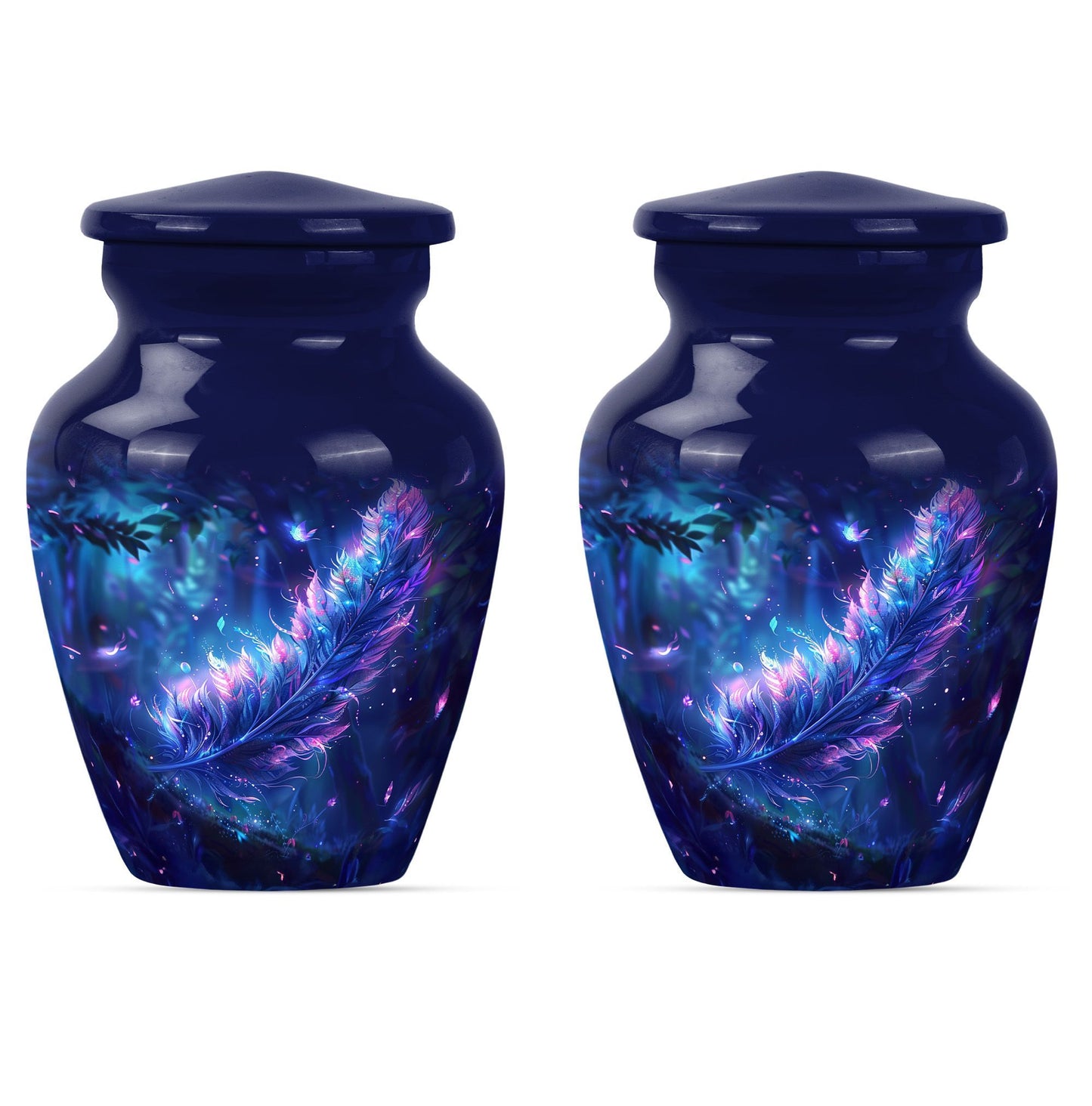 purple meadow themed large feather Urn.