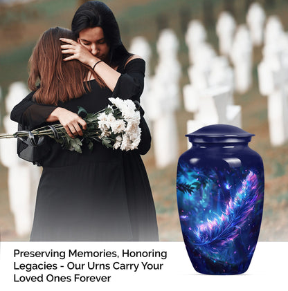 purple meadow themed large feather Urn.