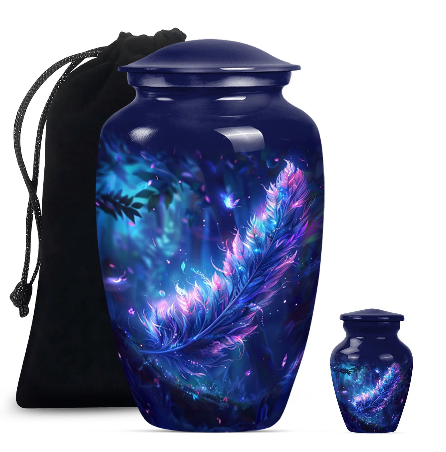 Personalized Feather Memorial Urn for Women - 10-inch, 200 cu in - Yatskia