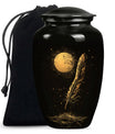 Black Moon Feather Decorative Urns - Cremation Urns For Human Ashes