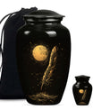 Black Moon Feather Decorative Urns - Cremation Urns For Human Ashes