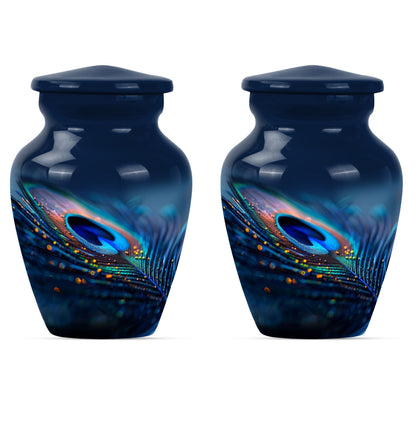 Classic feather urn in Purple Meadow theme for human ashes.