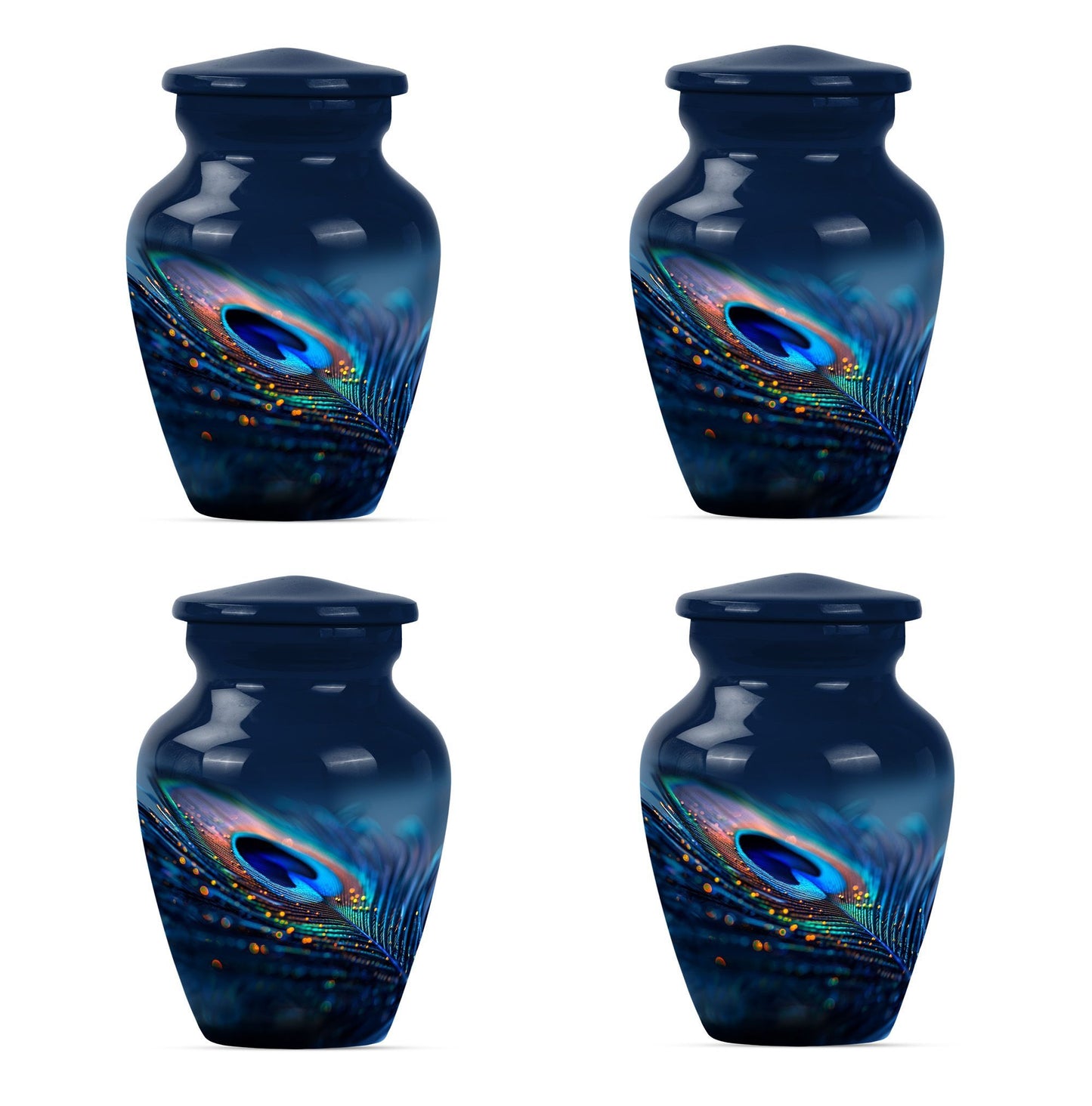 Classic feather urn in Purple Meadow theme for human ashes.