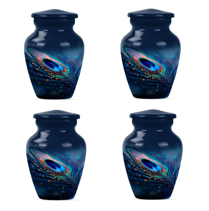 Classic feather urn in Purple Meadow theme for human ashes.
