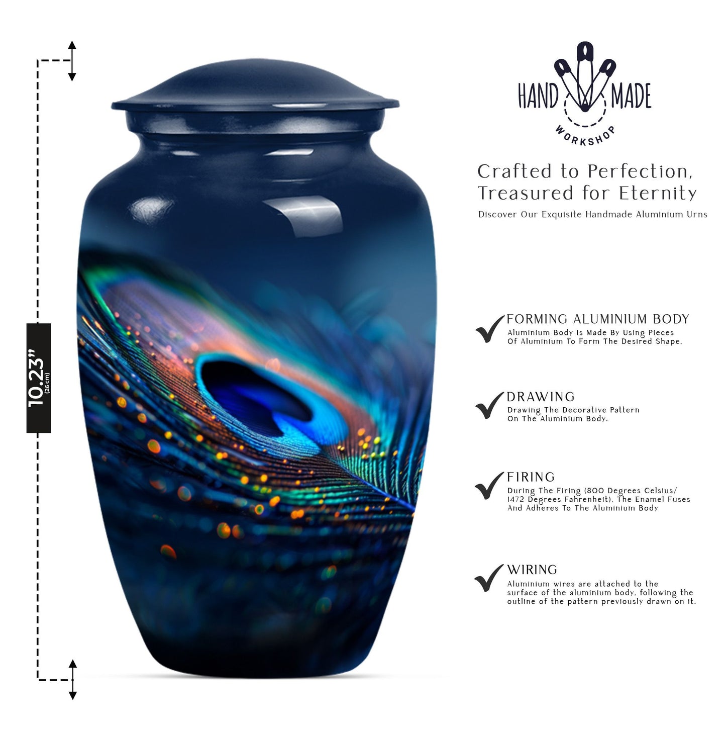 Classic feather urn in Purple Meadow theme for human ashes.