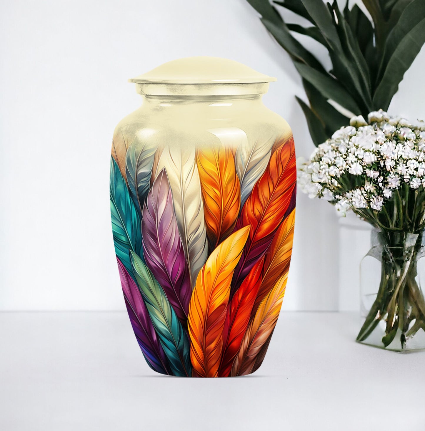  Purple Meadow Feather Funeral urn