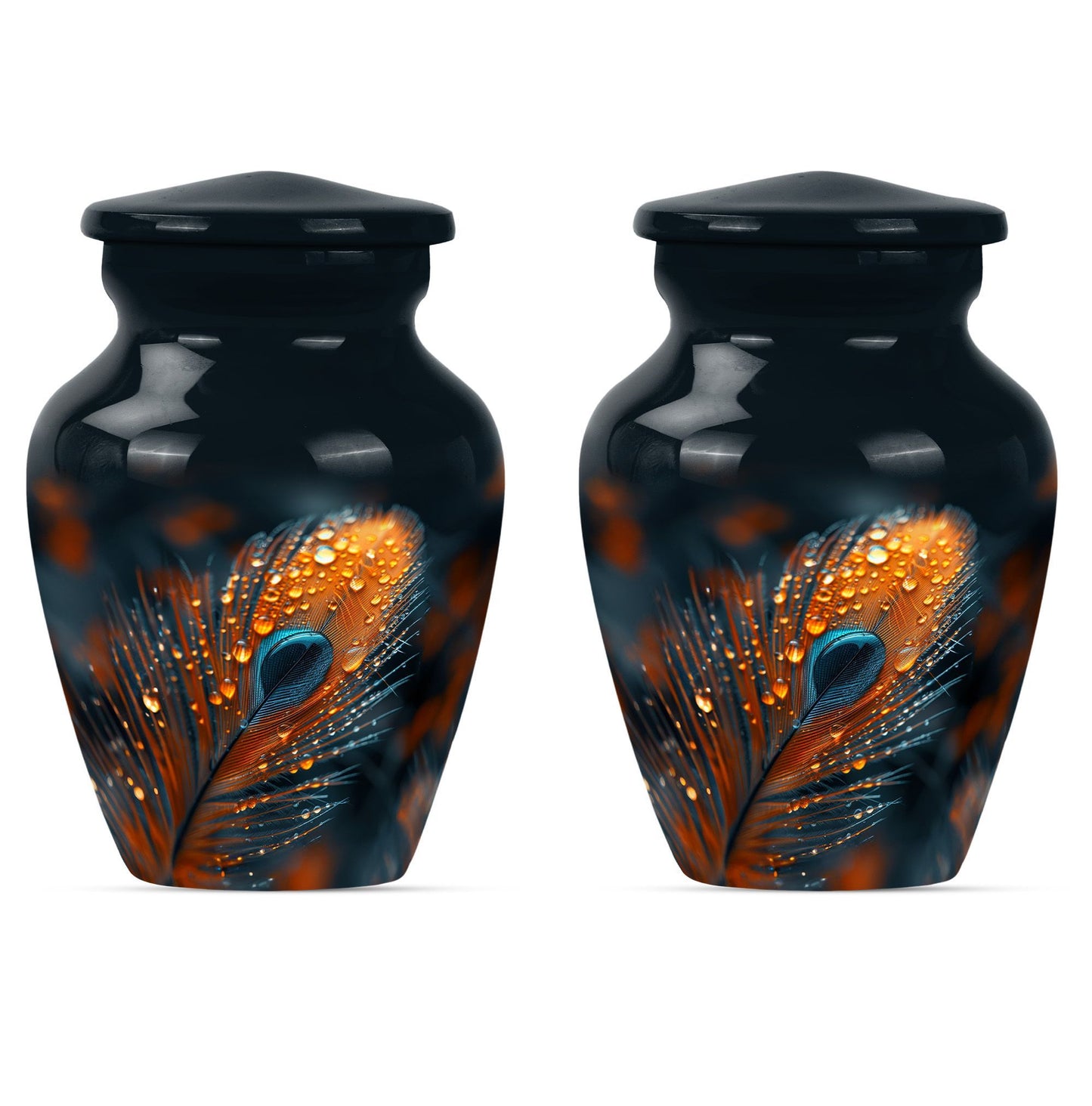 Purple Meadow themed, Classic feather urn for adult ashes.