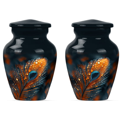 Purple Meadow themed, Classic feather urn for adult ashes.