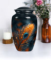 Purple Meadow themed, Classic feather urn for adult ashes.
