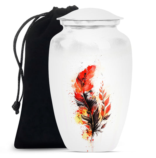 10 inch Classic Feather Urn for cremation, Purple