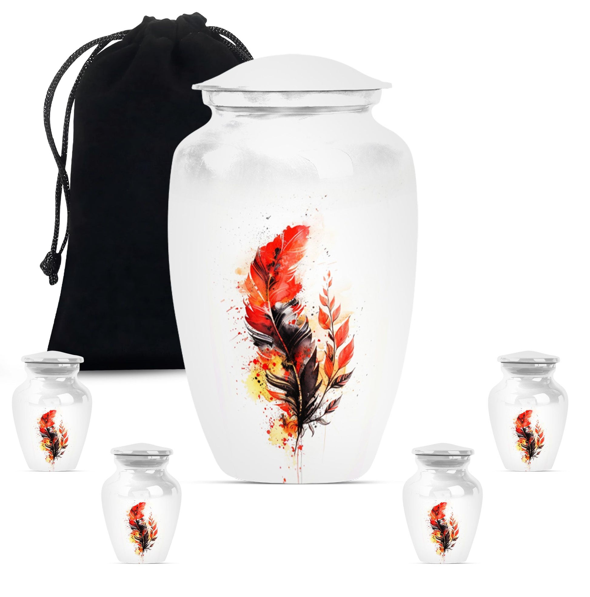 10 inch Classic Feather Urn for cremation, Purple