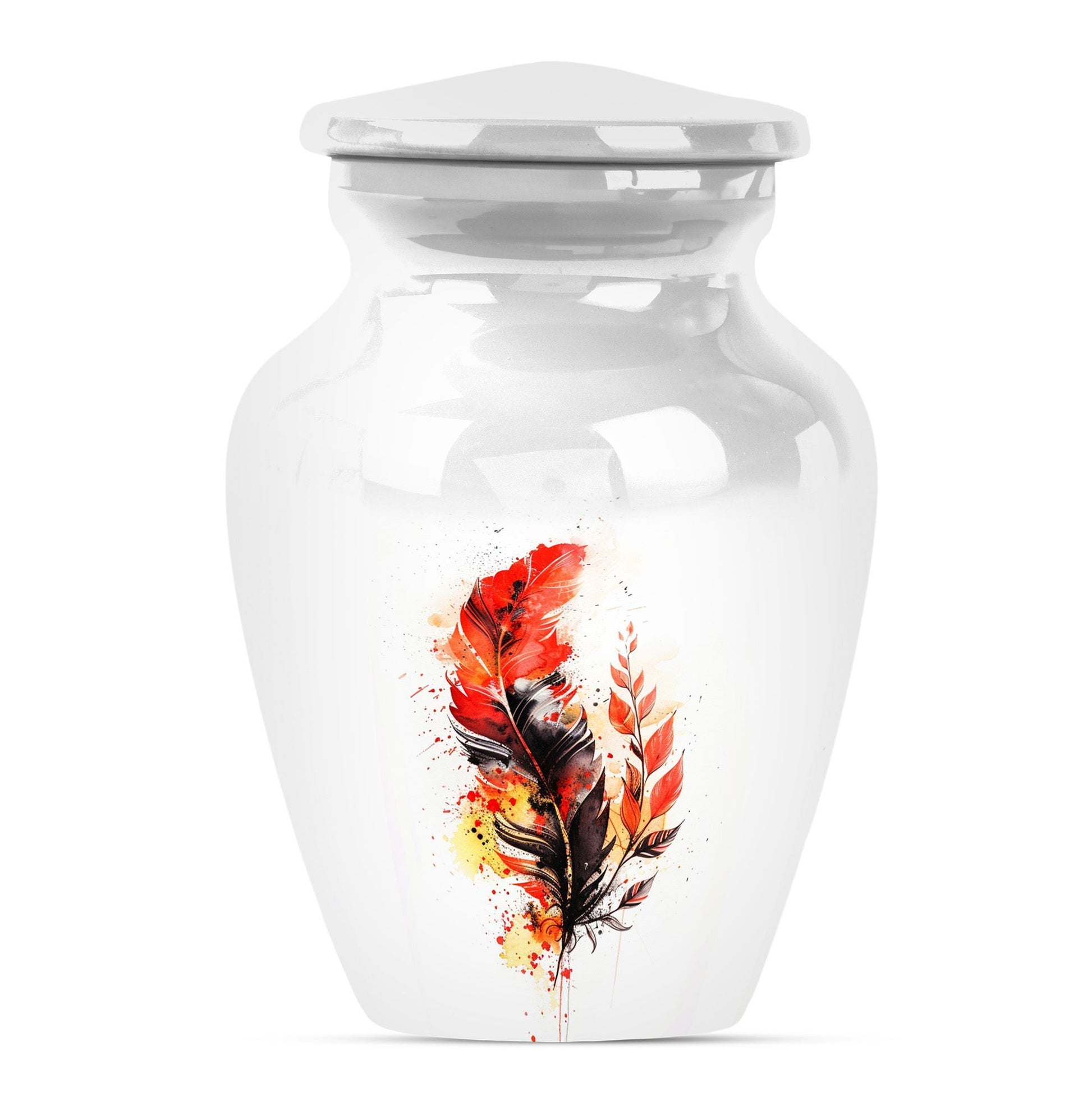 10 inch Classic Feather Urn for cremation, Purple