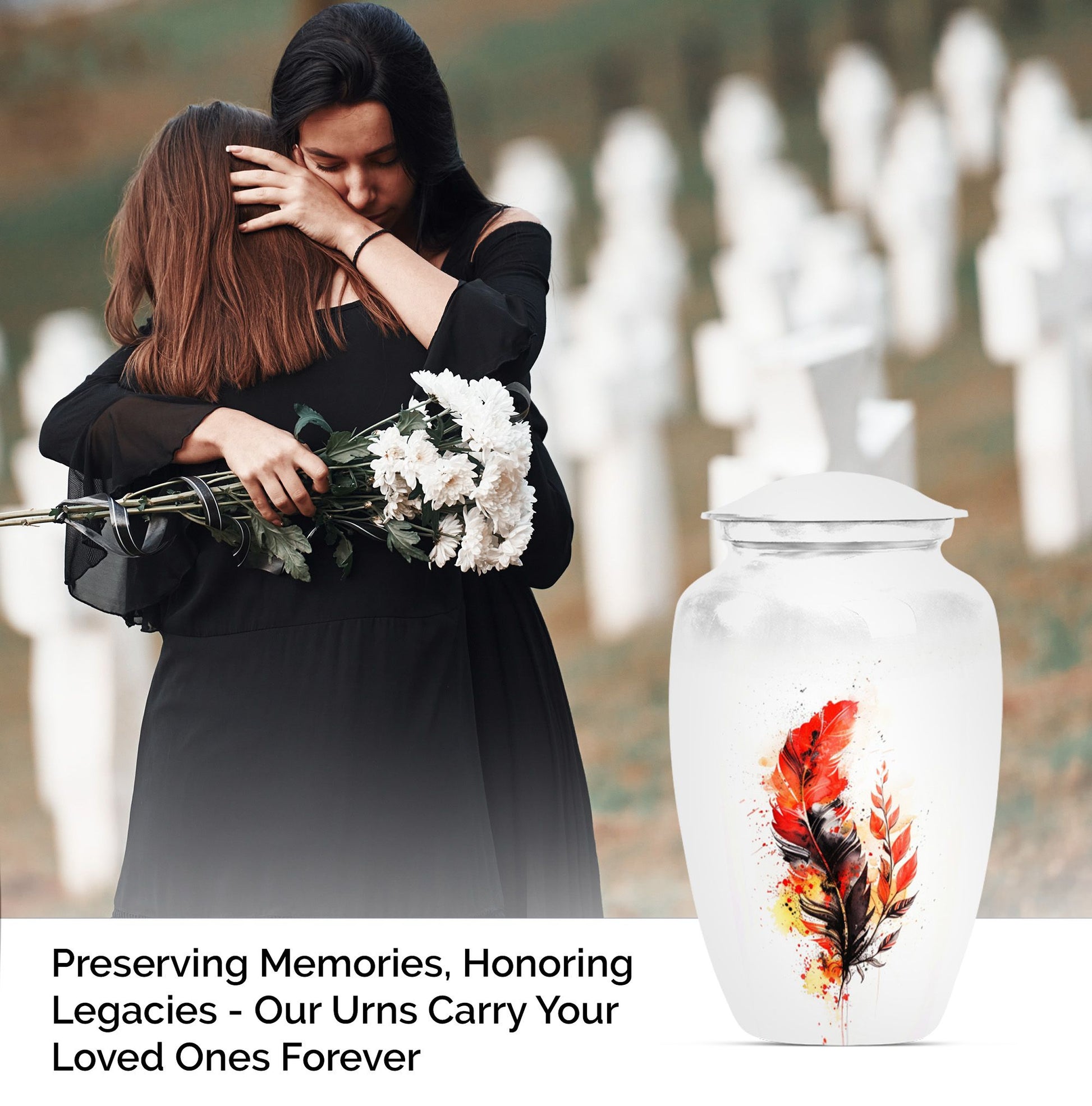 10 inch Classic Feather Urn for cremation, Purple