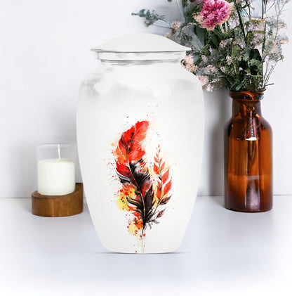 10 inch Classic Feather Urn for cremation, Purple
