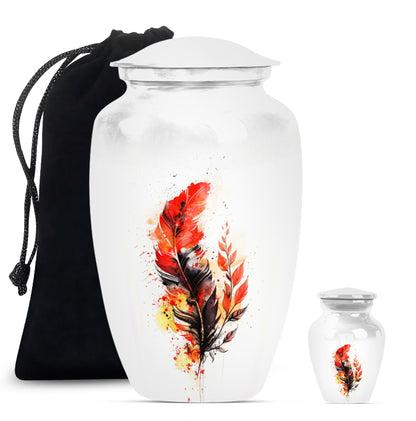 10 inch Classic Feather Urn for cremation, Purple