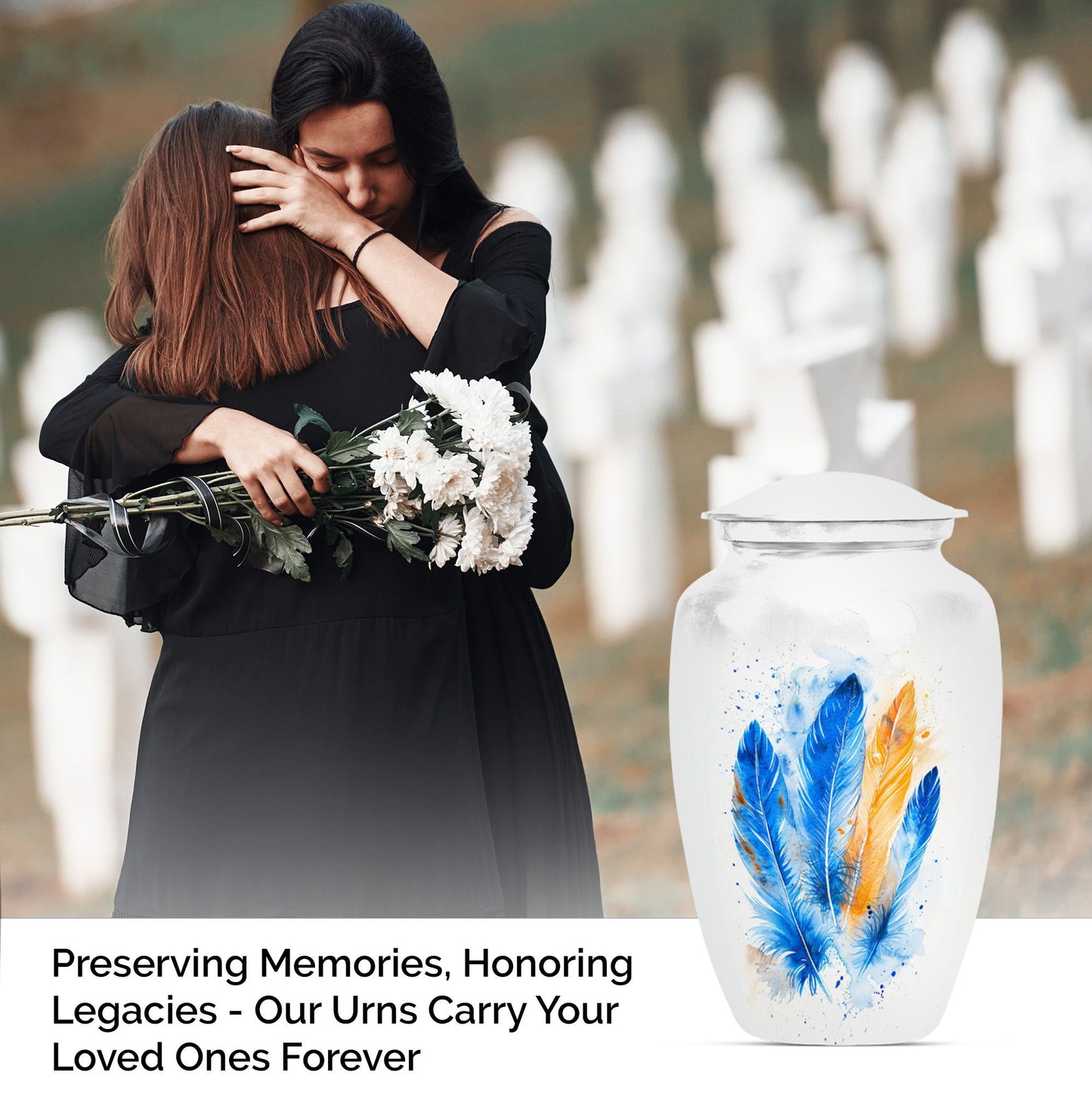 Feather Urn in Purple Meadow theme.