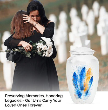 Feather Urn in Purple Meadow theme.
