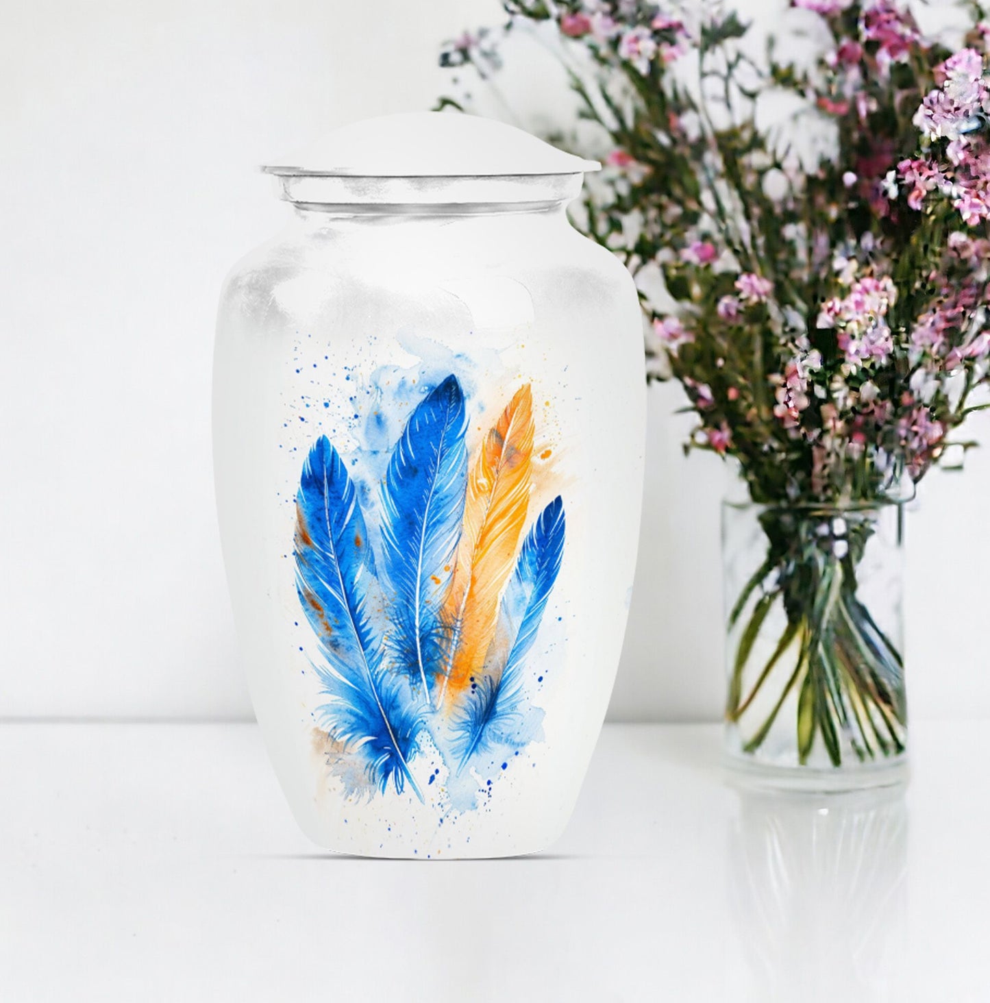 Feather Urn in Purple Meadow theme.