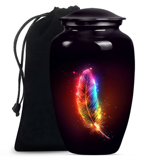 Purple Meadow Classic feather urn for ashes.