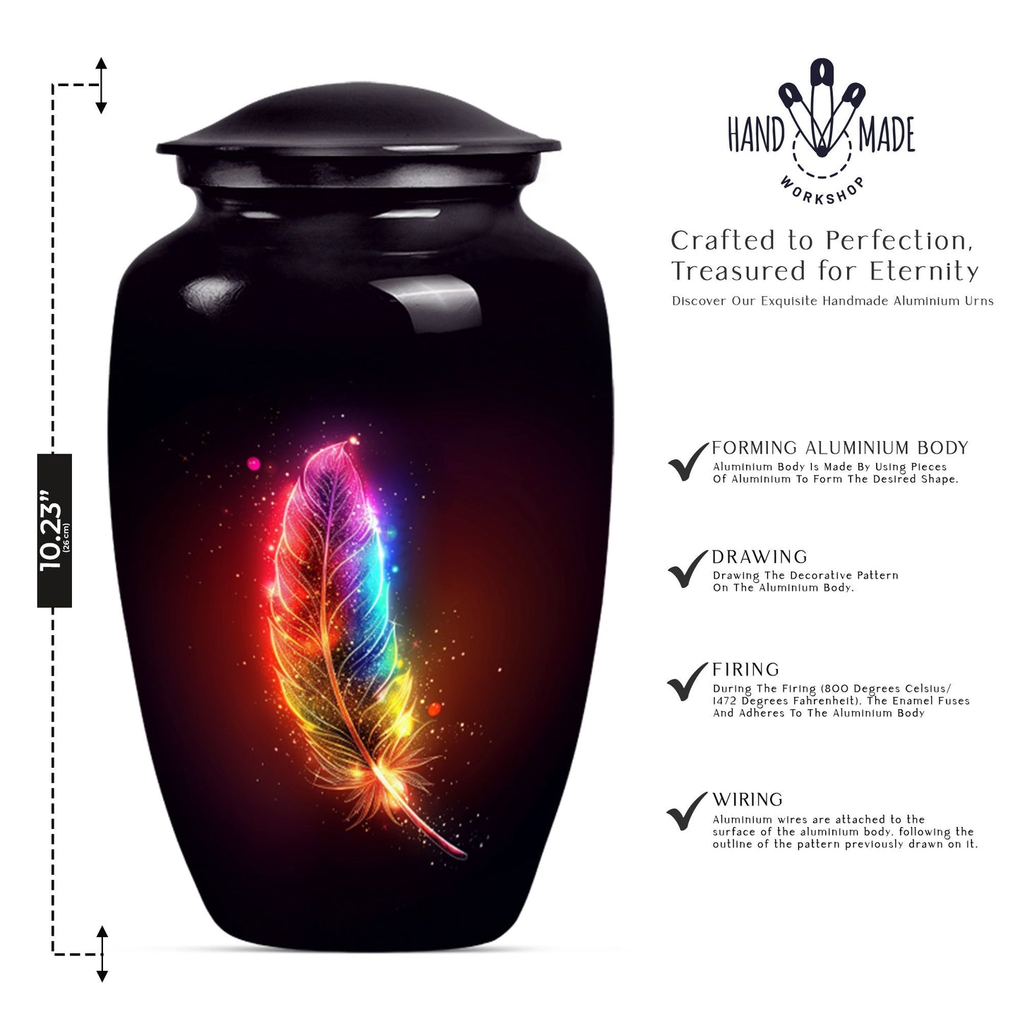Purple Meadow Classic feather urn for ashes.