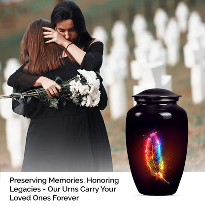 Purple Meadow Classic feather urn for ashes.