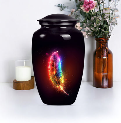 Purple Meadow Classic feather urn for ashes.