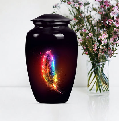 Purple Meadow Classic feather urn for ashes.