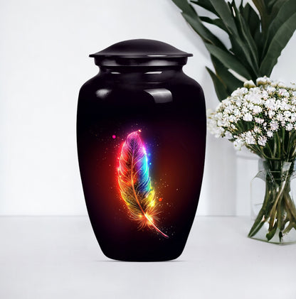 Purple Meadow Classic feather urn for ashes.