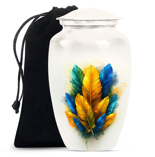 feather urn for ground burial, 