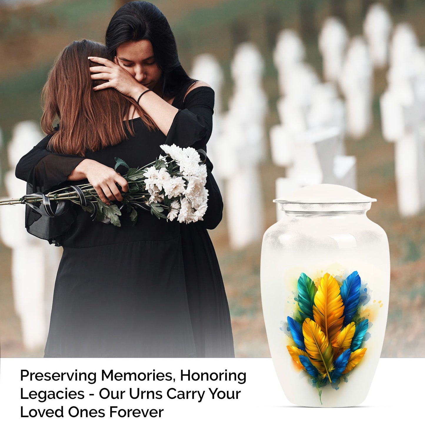 feather urn for ground burial, 