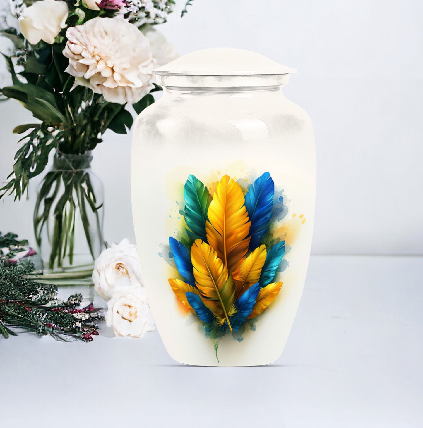 feather urn for ground burial, 