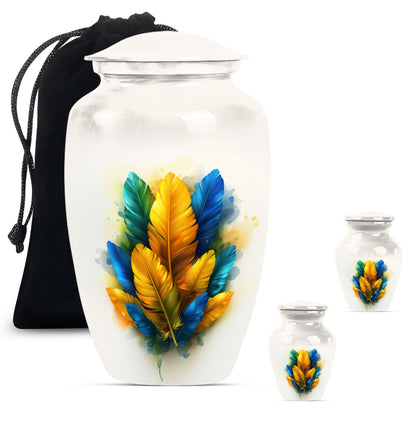 feather urn for ground burial, 