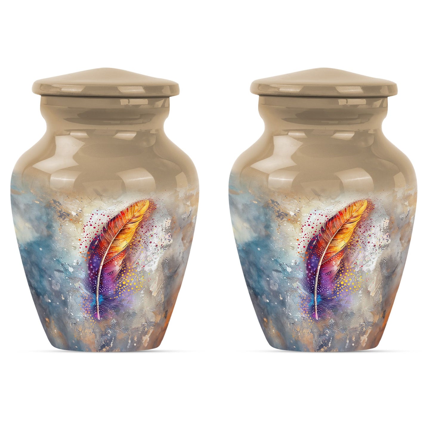 Personalized Feather Memorial Urn for Human Ashes - 10-inch, 200 cu in - Yatskia