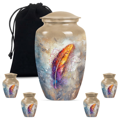 Personalized Feather Memorial Urn for Human Ashes - 10-inch, 200 cu in - Yatskia