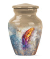 feather urn in Purple Meadow theme for adult ashes,
