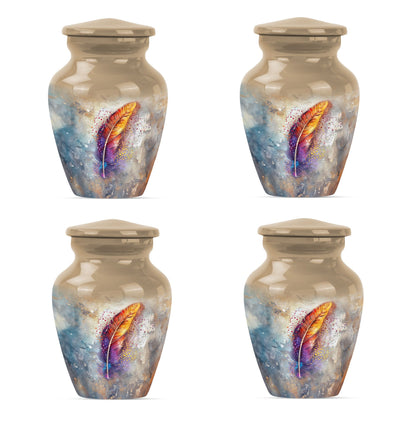 feather urn in Purple Meadow theme for adult ashes,