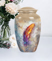 feather urn in Purple Meadow theme for adult ashes,