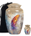 feather urn in Purple Meadow theme for adult ashes,