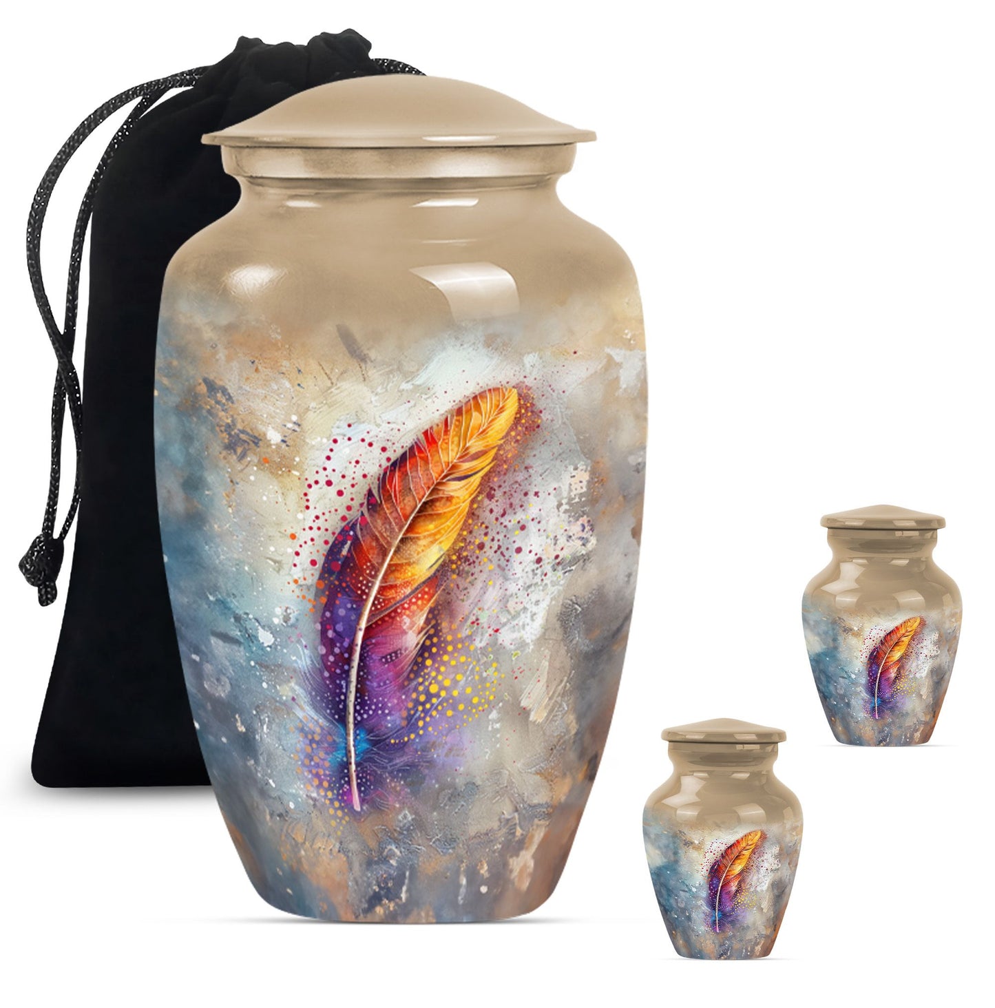 Personalized Feather Memorial Urn for Human Ashes - 10-inch, 200 cu in - Yatskia