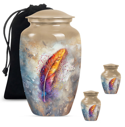 Personalized Feather Memorial Urn for Human Ashes - 10-inch, 200 cu in - Yatskia