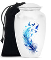 Feather Blue Flying Bird Cremation Urns - Memorial Urn For Women Ashes