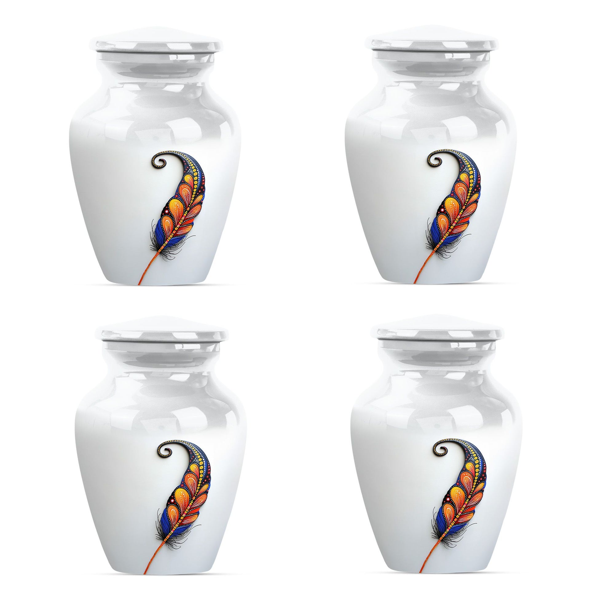 White Feather Urn For Human Ashes - Urn For Female